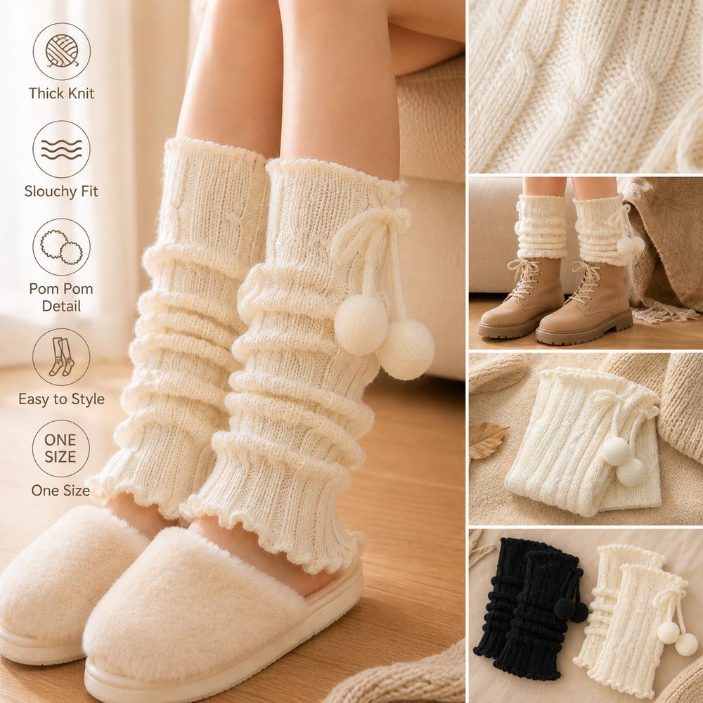 Knitted Knit Leg Warmers Ruffl - Boot Sock Slouchy review and price